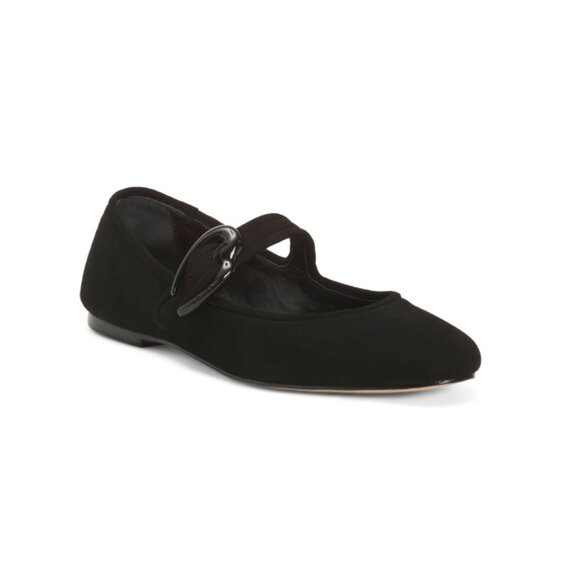 LARROUDE Black Made In Brazil Suede Verona Ballet Flats - Picture 1 of 2